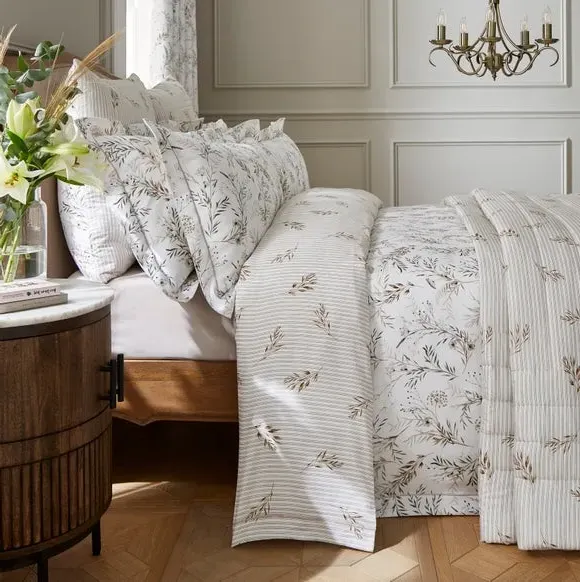 Quilted Bedspread Reversible - Natural, Cotton