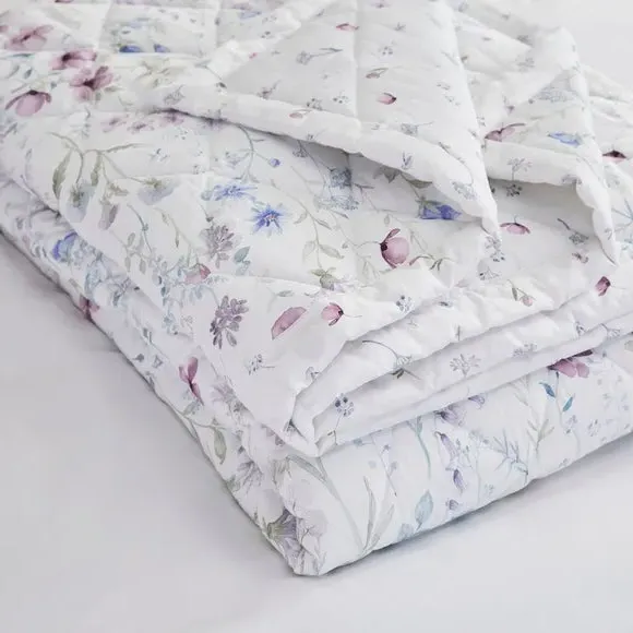 Quilted Bedspread Wildflower - Mauve, Cotton