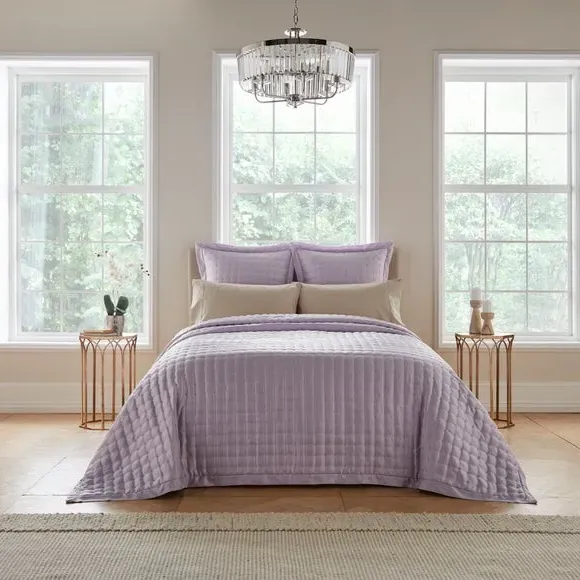 Quilted Bedspread with Oxford Border - Lilac, Satin image