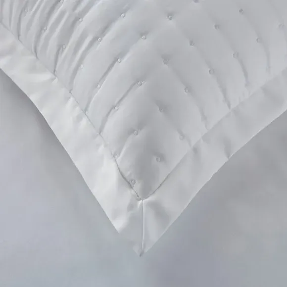 Quilted Pillowsham Oxford Border - White, Satin