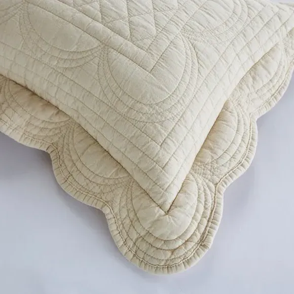 Rectangle Cushion with Scalloped Edge - Natural, Cotton