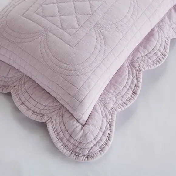 Rectangle Cushion with Scalloped Edge - Yellow, Cotton