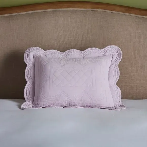 Rectangle Cushion with Scalloped Edge - Yellow, Cotton