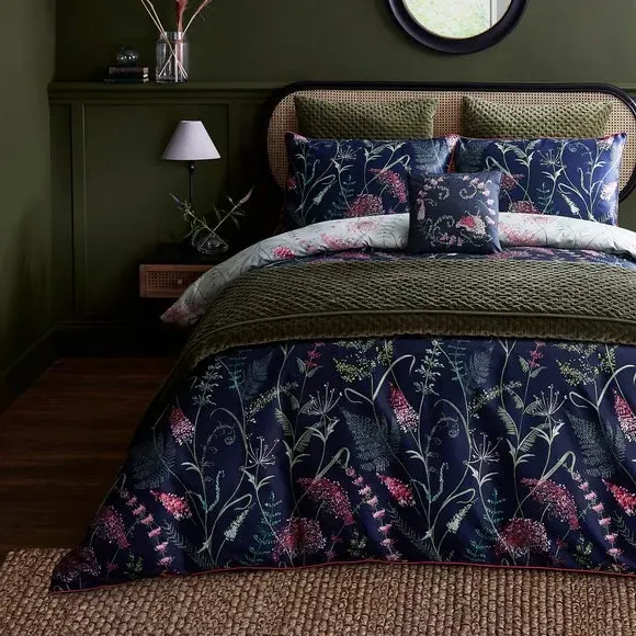 Reversible Duvet Cover Set - Navy, Cotton