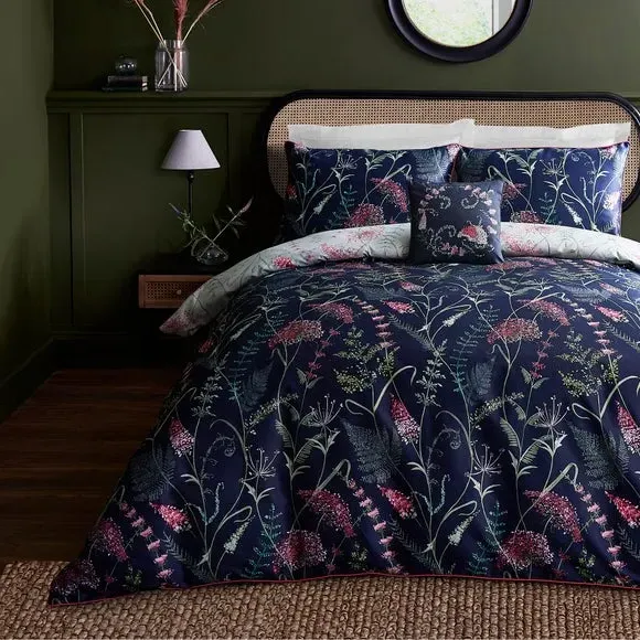 Reversible Duvet Cover Set - Navy, Cotton