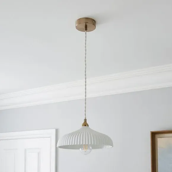 Ribbed Pendant Light - Champagne, Metal