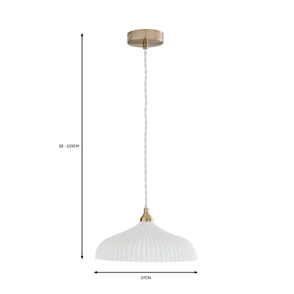 Ribbed Pendant Light - Champagne, Metal
