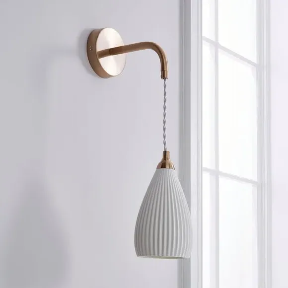 Ribbed Wall Light - White, Porcelain
