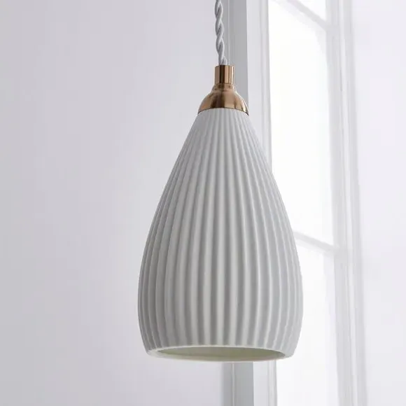 Ribbed Wall Light - White, Porcelain