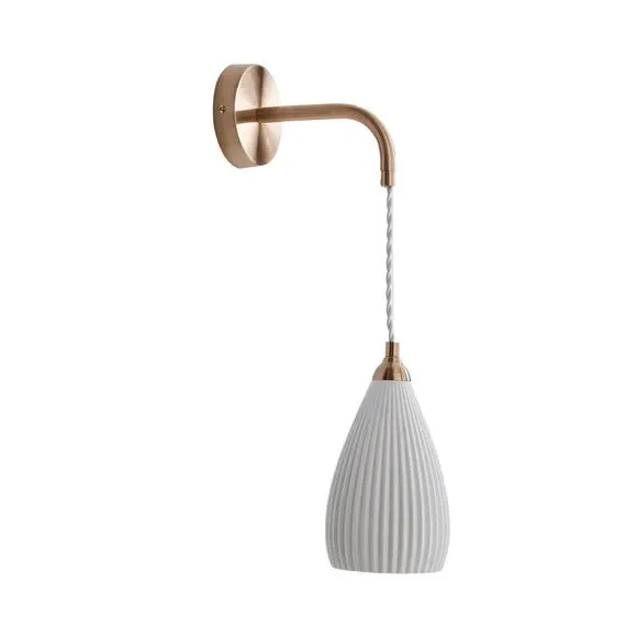 Ribbed Wall Light - White, Porcelain