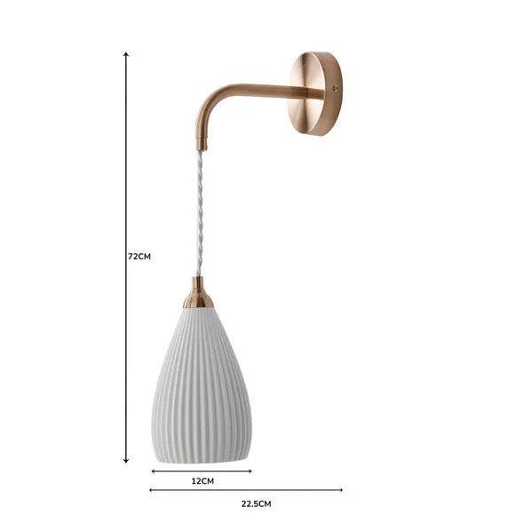 Ribbed Wall Light - White, Porcelain