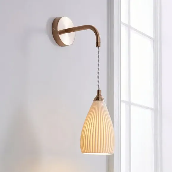 Ribbed Wall Light - White, Porcelain image