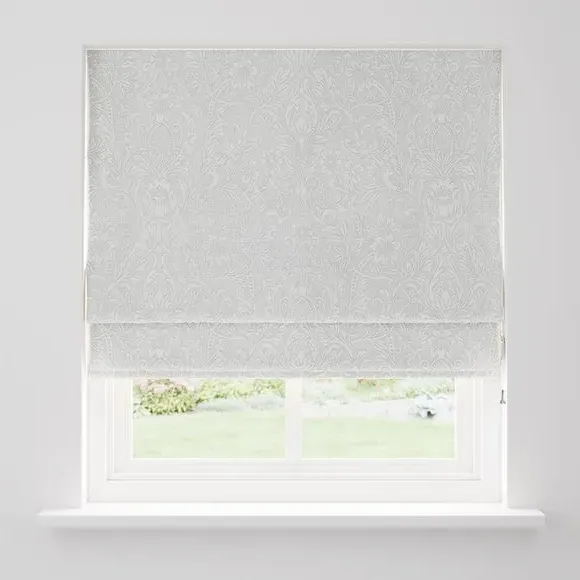 Roman Blind with Damask Pattern - Grey, Cotton