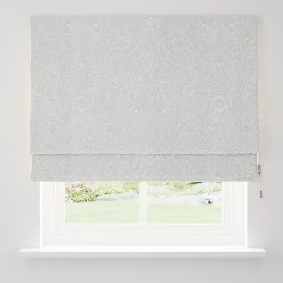 Roman Blind with Damask Pattern - Grey, Cotton