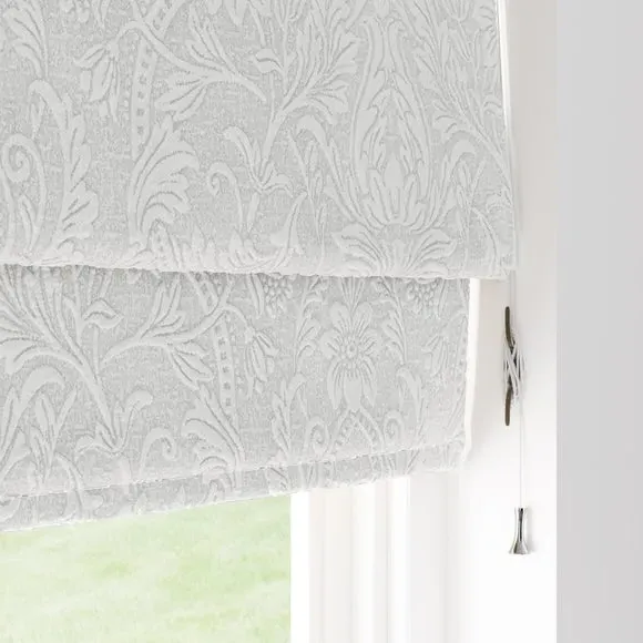 Roman Blind with Damask Pattern - Grey, Cotton