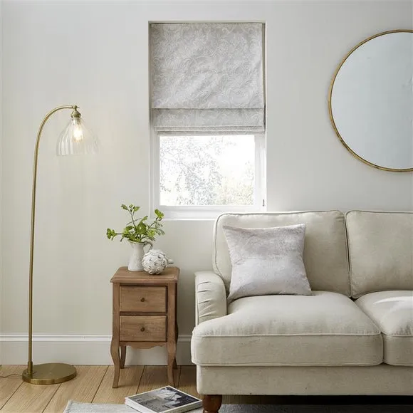 Roman Blind with Damask Pattern - Grey, Cotton image