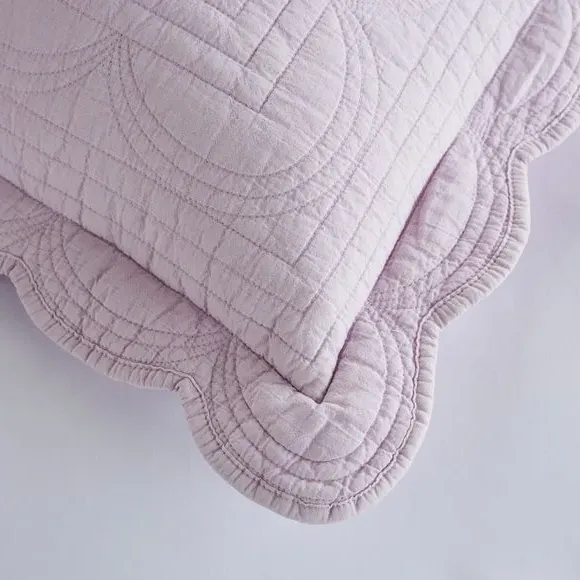 Scalloped Pillowsham - Purple, Cotton