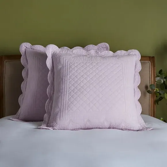 Scalloped Pillowsham - Purple, Cotton