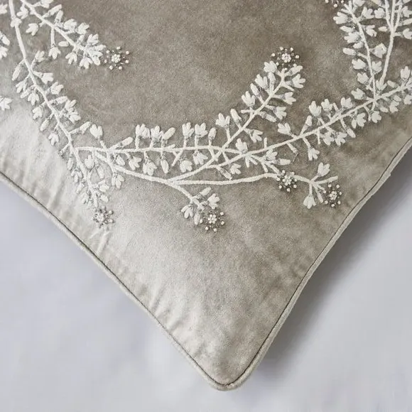 Square Boudoir Cushion - Natural, Velvet
