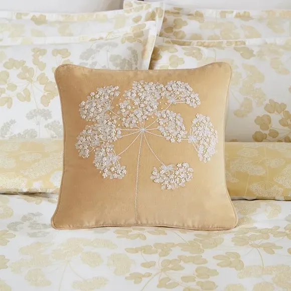 Square Cushion with Embroidery - Buttermilk, Velvet