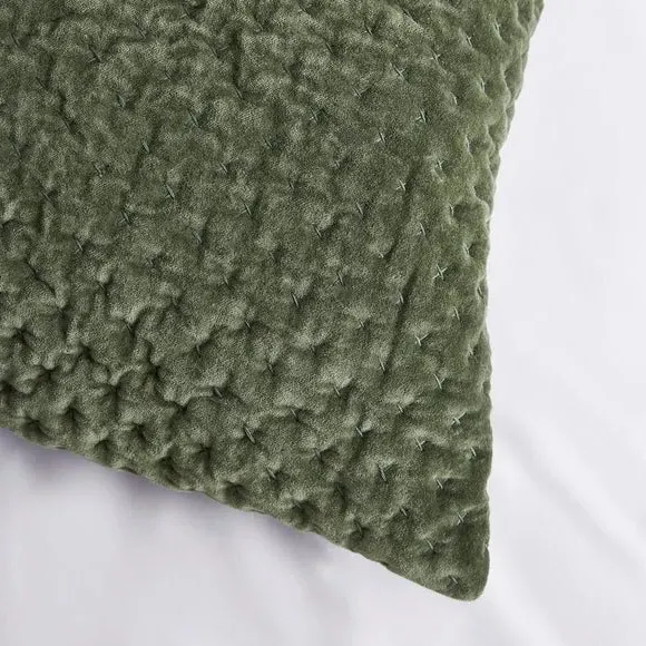 Square Pillowcase - Green, Cotton Velvet