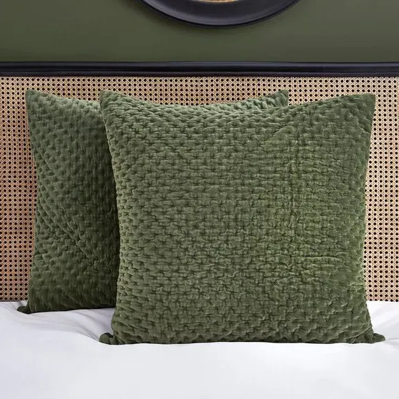 Square Pillowcase - Green, Cotton Velvet image