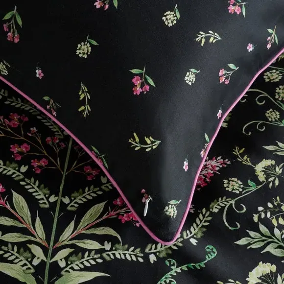 Standard Pillowcase Pair Botanical - Black, Cotton