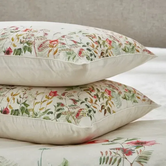 Standard Pillowcase Pair Floral Print - Cream, Cotton