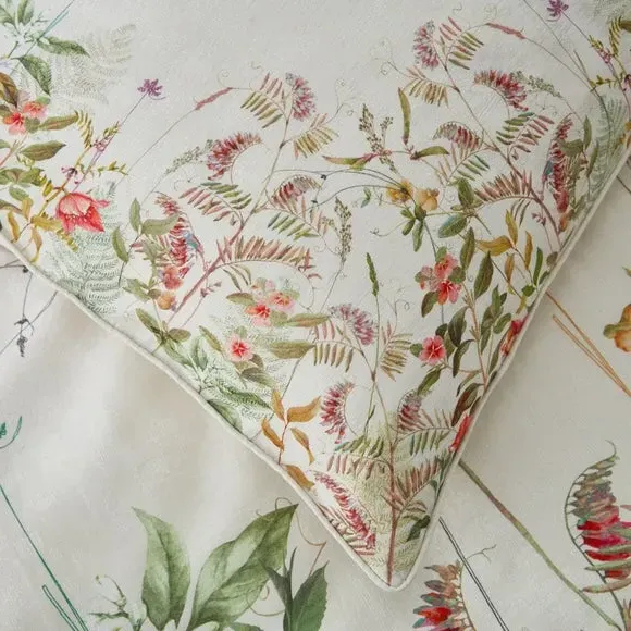 Standard Pillowcase Pair Floral Print - Cream, Cotton