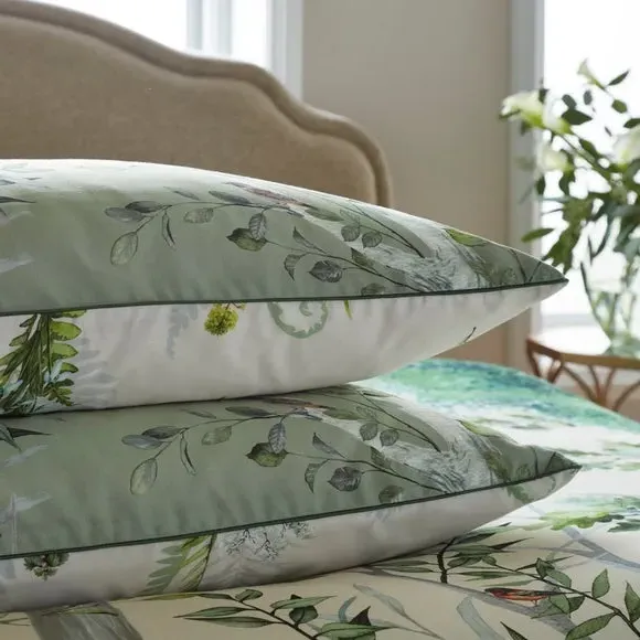 Standard Pillowcase Pair - Green, Cotton Sateen