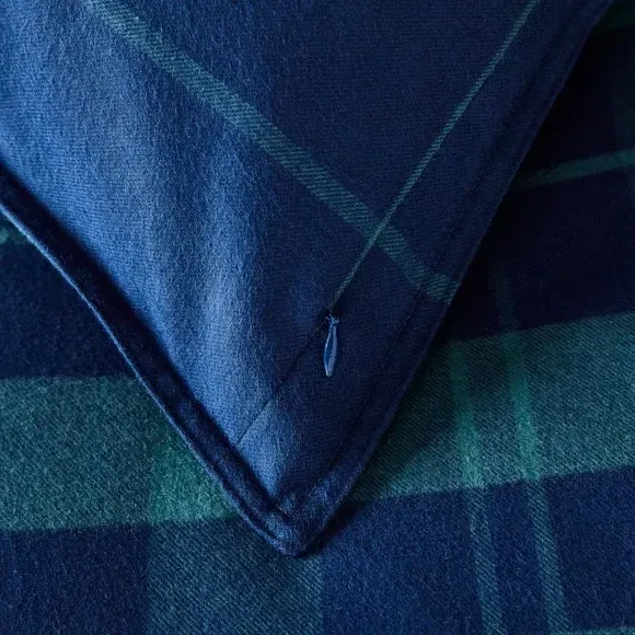 Tartan Duvet Cover Set with Pillowcase - Navy