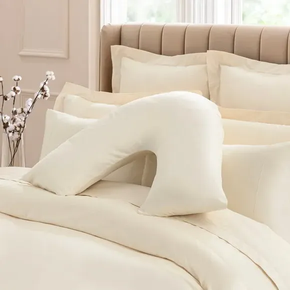 V-Shaped Pillowcase - Cream, Cotton Sateen