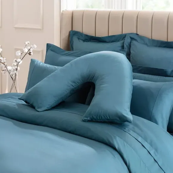V-Shaped Pillowcase - Dragonfly Teal, Cotton Sateen