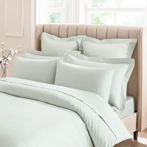 V-Shaped Pillowcase - Grey Green, Cotton Sateen