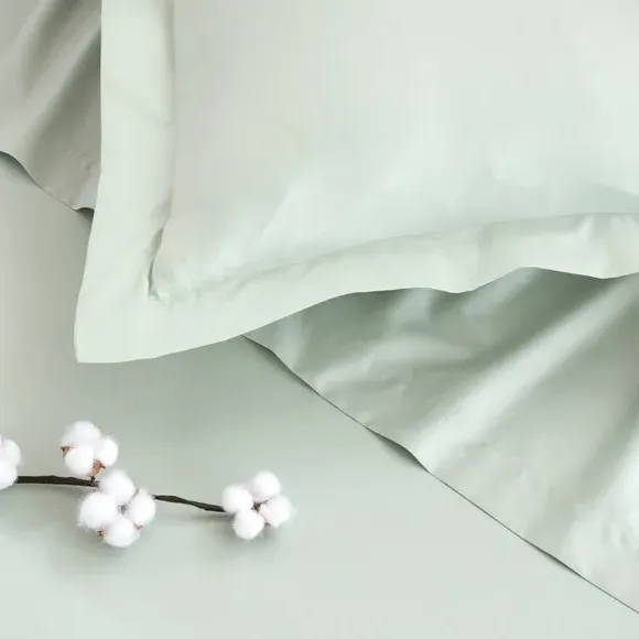 V-Shaped Pillowcase - Grey Green, Cotton Sateen