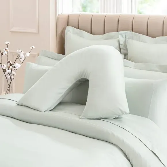 V-Shaped Pillowcase - Grey Green, Cotton Sateen