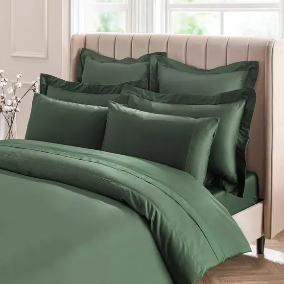 V-Shaped Pillowcase - Mallard Green, Cotton Sateen
