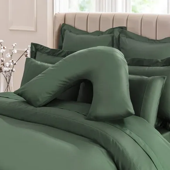 V-Shaped Pillowcase - Mallard Green, Cotton Sateen