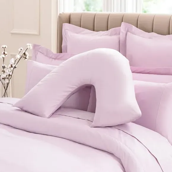 V-Shaped Pillowcase - Mauve, Cotton Sateen