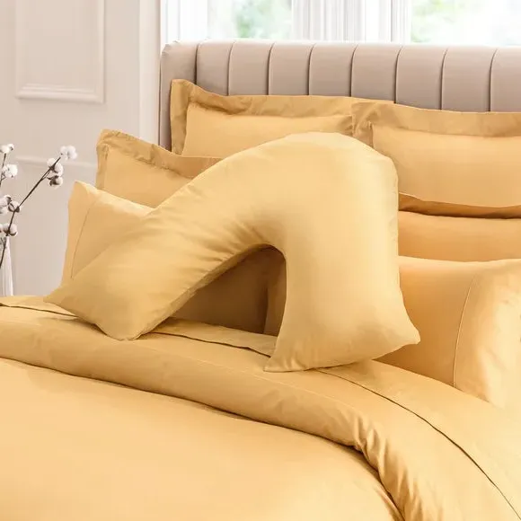 V-Shaped Pillowcase - Ochre, Cotton Sateen