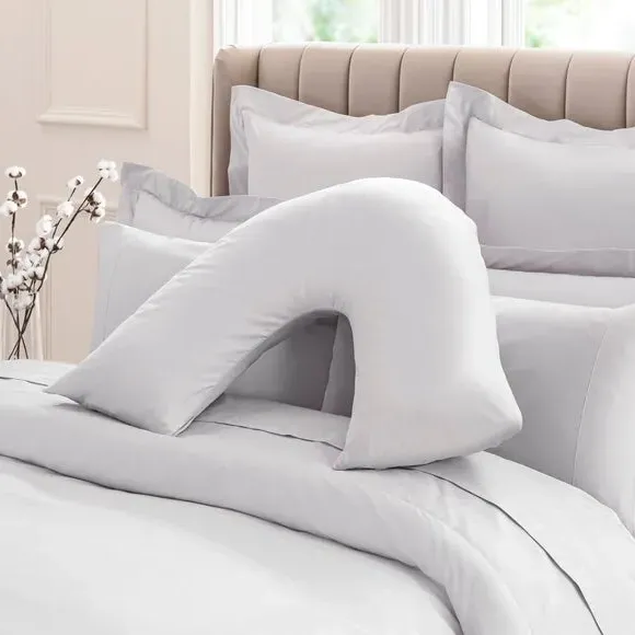 V-Shaped Pillowcase - Silver, Cotton Sateen
