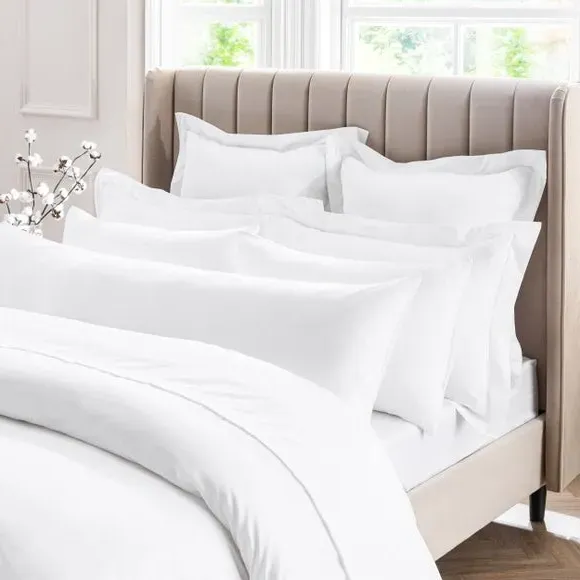 V-Shaped Pillowcase - White, Cotton Sateen