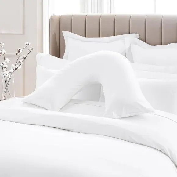 V-Shaped Pillowcase - White, Cotton Sateen
