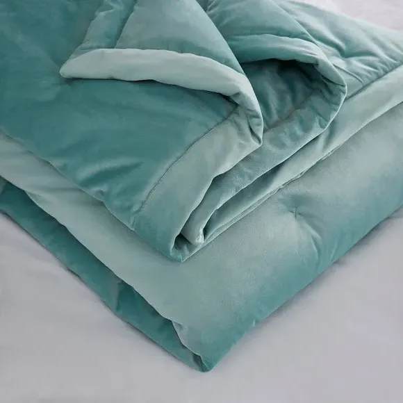 Velvet Bedspread - Seafoam, Recycled Polyester