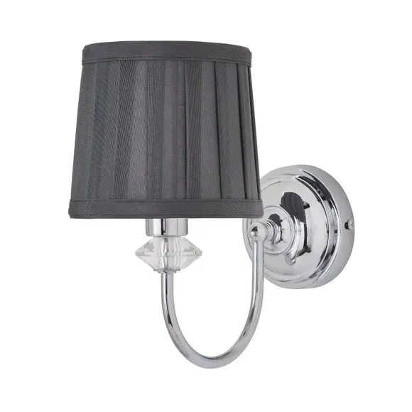 Wall Light with Crystal Detail - Grey, Chrome