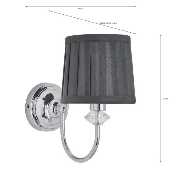 Wall Light with Crystal Detail - Grey, Chrome