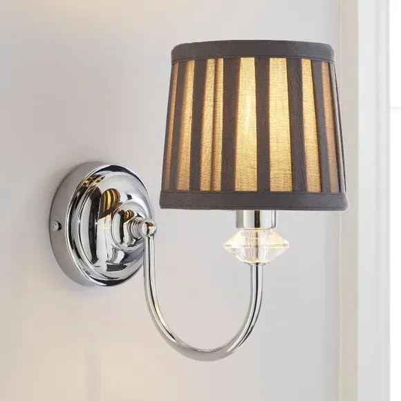 Wall Light with Crystal Detail - Grey, Chrome image
