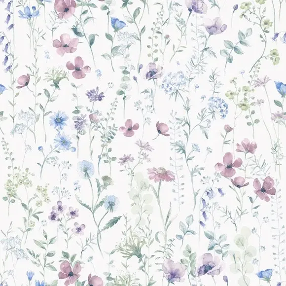 Wildflowers Wallpaper - Mauve, Matt Finish