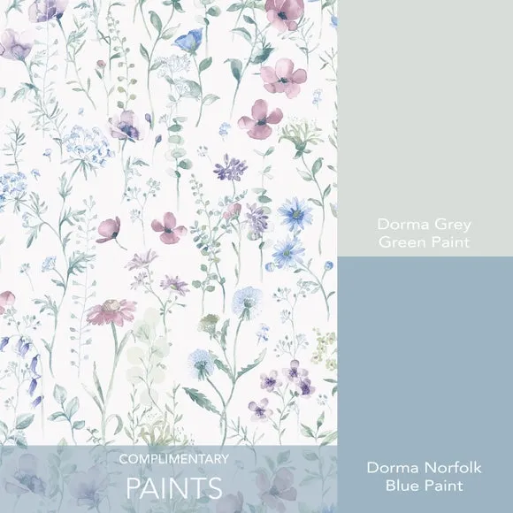 Wildflowers Wallpaper - Mauve, Matt Finish