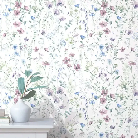 Wildflowers Wallpaper - Mauve, Matt Finish image